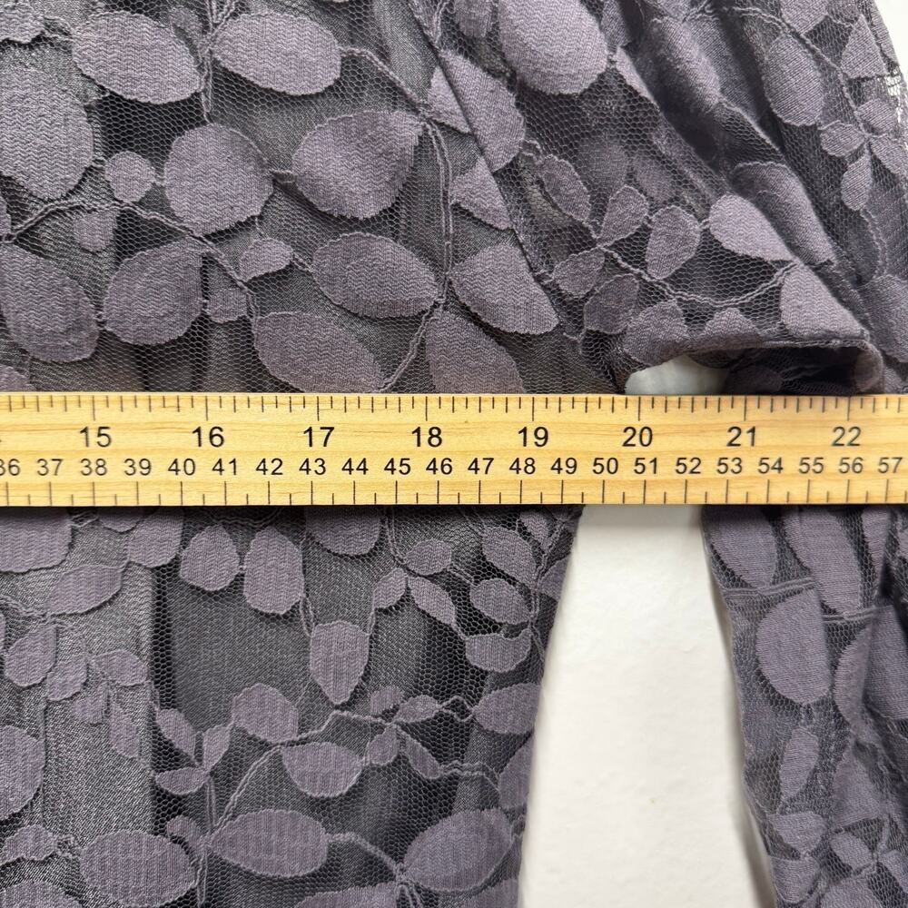 Garnet Hill Boheme Easy Sheer Lace Dress Leaf Botanical Sz12 Gray Elegant Church - Picture 6 of 11